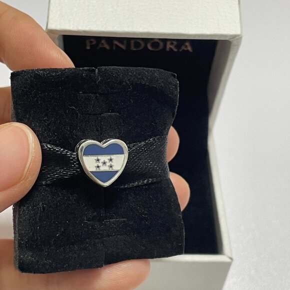 Rare Pandora Honduras Country Flag Dangle Exclusive Heart  Pandora Honduras Flag Exclusive Charm